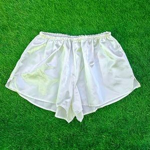 White silk lounge/pajama shorts